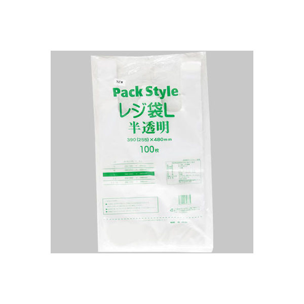 パックスタイル PS レジ袋 L 半透明 00440647 1セット(1000枚:100枚×10袋)（直送品）