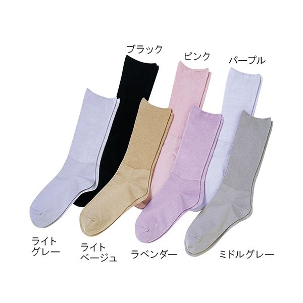 神戸生絲 ふくらはぎ楽らくすべり止めソックス 紳士 秋冬用 グレー 7-1630-10 1足（直送品）