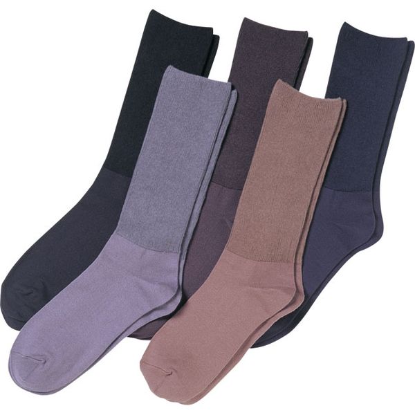 神戸生絲 楽らくソックス 春夏用（綿混） 紳士用 ダークブラウン 5950　【介護用衣類】介援隊カタログ U0205（直送品）