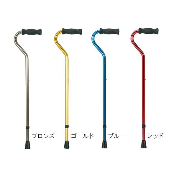 クリスタル産業 プッシュボタン型アルミケイン (ゴールド) 7-1839-02 1本（直送品）