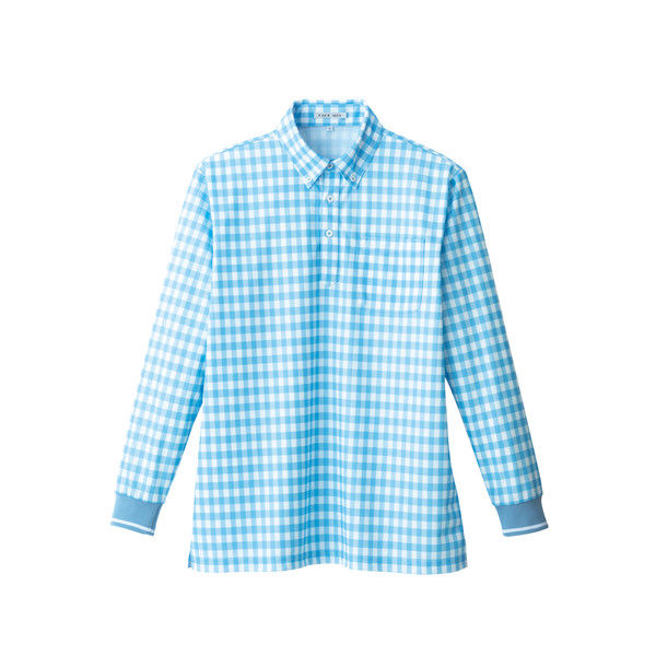 ボンマックス チェックプリントポロシャツ長袖 ブルー 3L FB4536U-7-3L（直送品）