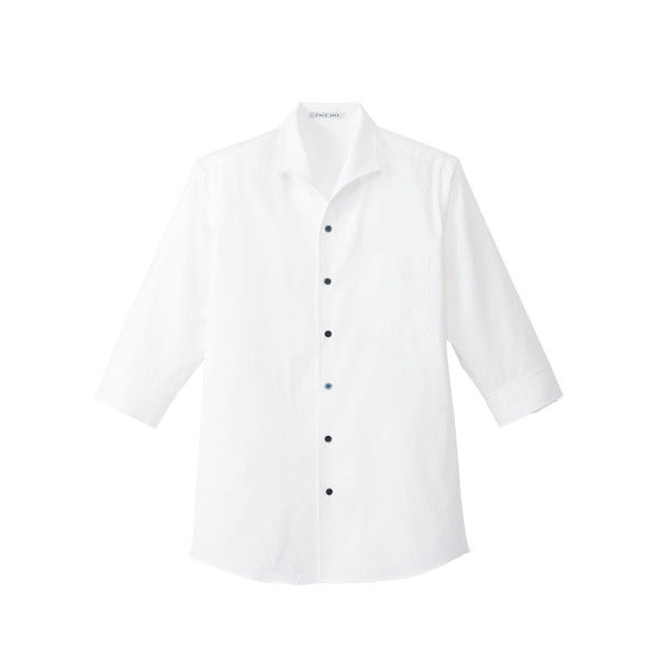 ボンマックス メンズイタリアンカラー七分袖シャツ ホワイト L FB5034M-15-L（直送品）