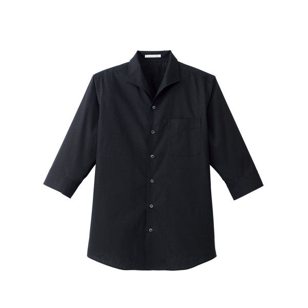 ボンマックス メンズイタリアンカラー七分袖シャツ ブラック L FB5034M-16-L（直送品）