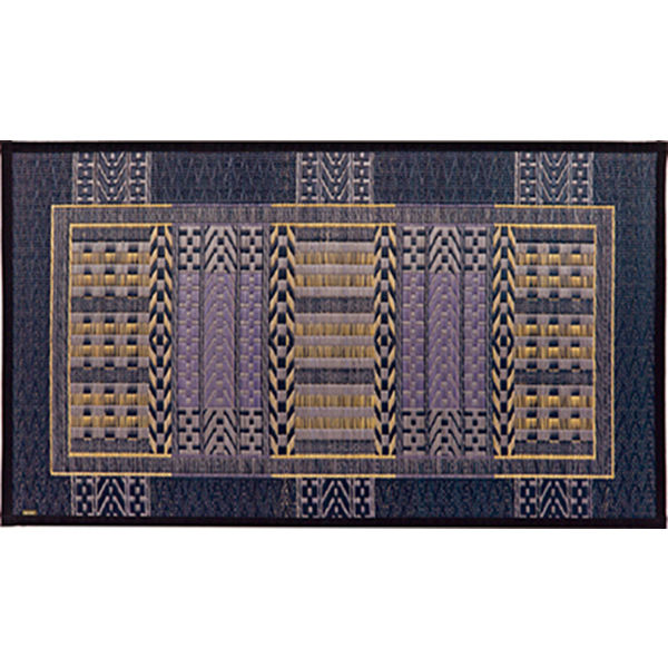 萩原 国産い草玄関マット（裏貼り） オリエンタル ブルー 約60×90cm 1枚（直送品）
