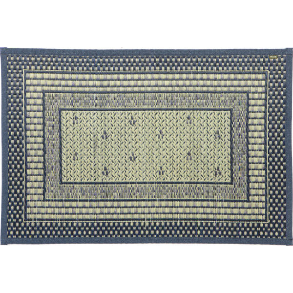 萩原 国産い草玄関マット（裏貼り） エルモード ブルー 約60×90cm 1枚（直送品）