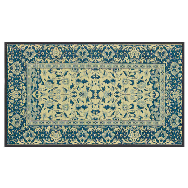 萩原 い草玄関マット（裏貼り） コンチェルト ブルー 約55×85cm 1枚（直送品）