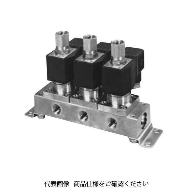 直動式3ポート電磁弁 マニホールド(マルチレックスバルブ) GAG433ー4ー4ー03AーDC24V GAG433-4-4-03A-DC24V 1個（直送品）