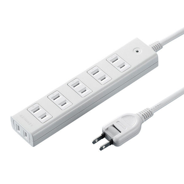 サンワサプライ　マグネット付雷ガードタップ　ホワイト　2P式/6個口/2m/マグネット付/ホコリ防止シャッター　TAP-SP2116MG-2W　1個（直送品）