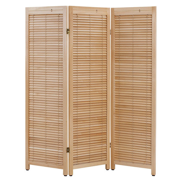 【軒先渡し】萩原 ルーバースクリーン3連 MS-8123NA ナチュラル （約）幅45×高さ150cm×3連 1台（直送品）
