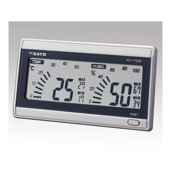 佐藤計量器製作所 デジタル温湿度計 PCー7700II 校正書類付 62-0850-52 1式（直送品）
