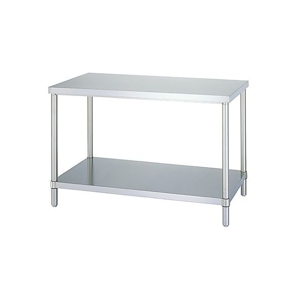 シンコー ステンレス作業台 (SUS430・ベタ棚仕様) 1500×900×800 WB-15090 1台 61-0009-22（直送品）