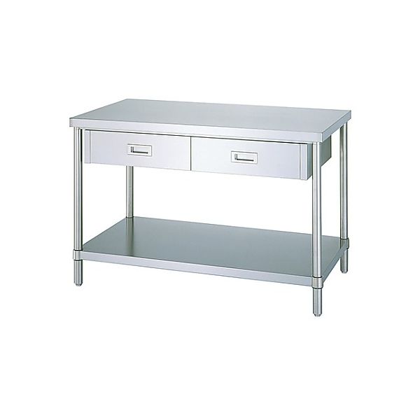 シンコー ステンレス作業台引出付 (SUS304・ベタ棚仕様) 1200×900×800 WDBN-12090 1台 61-0009-54（直送品）
