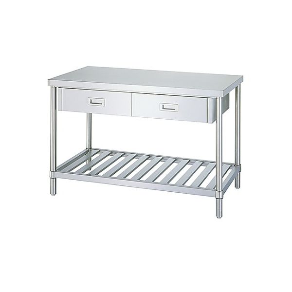 シンコー ステンレス作業台引出付 (SUS430・スノコ棚仕様) 600×600×800 WDS-6060 1台 61-0009-79（直送品）