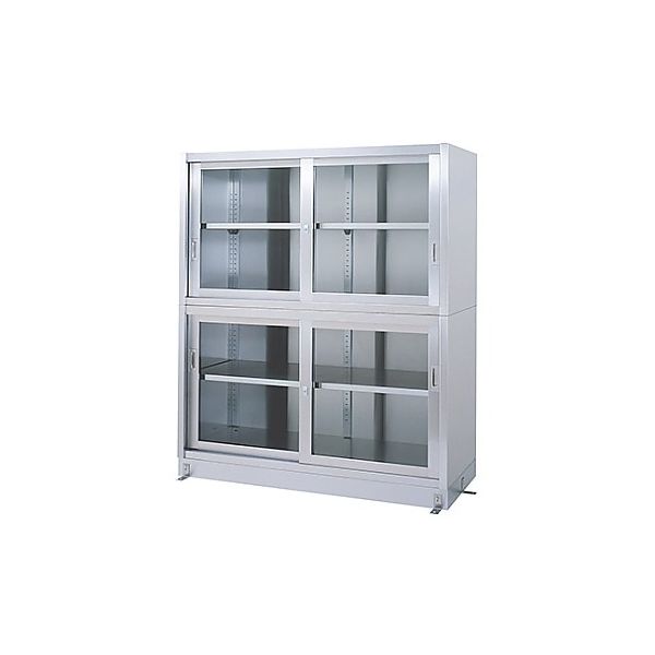 シンコー 保管庫 (SUS430・二段式・上下ガラス扉仕様) 1500×450×1750 VGG-15045 1式(1個)（直送品）