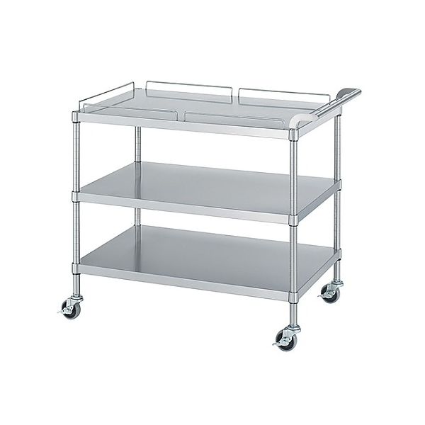 ステンレスワゴン (SUS304・ガード付棚1段・ガードなし棚2段仕様) 750×450×800 MN12-7545-U75 1式(1個)（直送品）