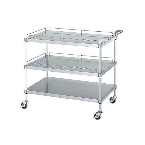 ステンレスワゴン (SUS304・ガード付棚2段・ガードなし棚1段仕様) 750×450×800 MN21-7545-U75 1式(1個)（直送品）
