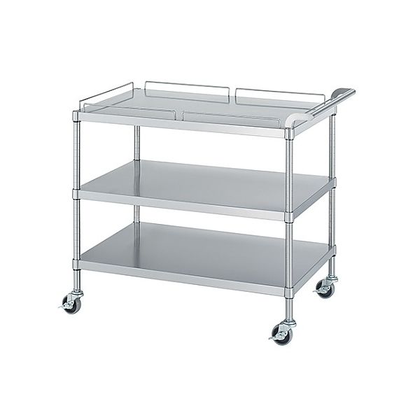 ステンレスワゴン (SUS430・ガード付棚1段・ガードなし棚2段仕様) 750×600×800 M12-7560-U75 1式(1個)（直送品）