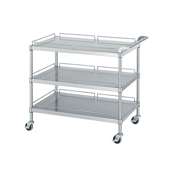 シンコー ステンレスワゴン (SUS430・ガード付棚3段仕様) 750×450×800 M30-7545-U75 1式(1個)（直送品）