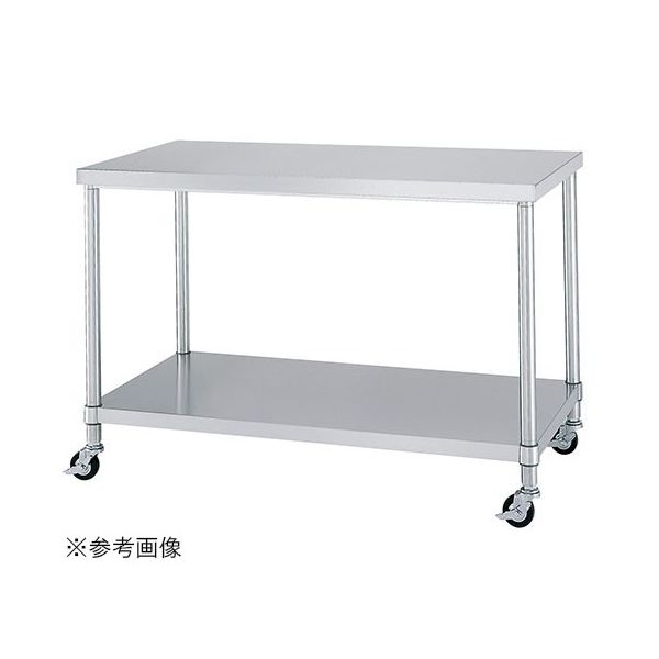 シンコー ステンレス作業台 ベタ棚 キャスター付 900×900×800mm WBC-9090-R75 1式 61-9028-94（直送品）