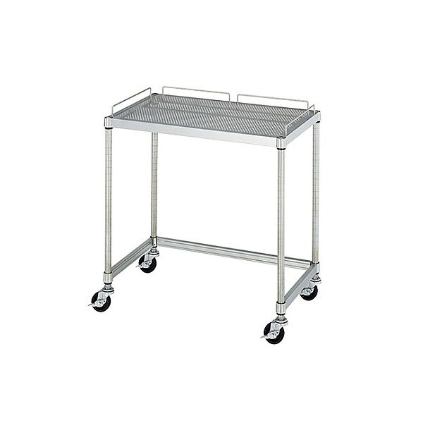 PCテーブル 導電ゴムキャスター (SUS430・パンチング棚一段・導電ゴム車仕様) 750×450×750 AS001-C01 1式（直送品）