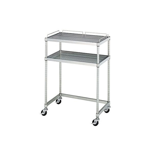 PCテーブル 導電ゴムキャスター (SUS430・パンチング棚二段・導電ゴム車仕様) 750×450×1000 AS001-C03 1式（直送品）