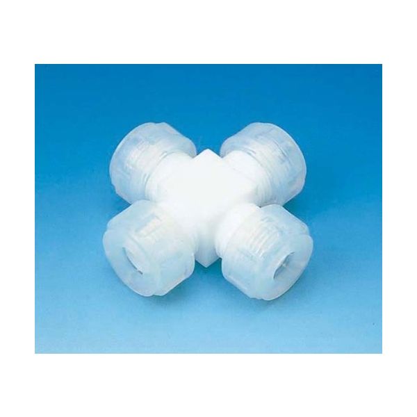 フロン工業 PTFE接続ジョイント十字型 8φ F-2057-02 1個 61-4380-21（直送品）