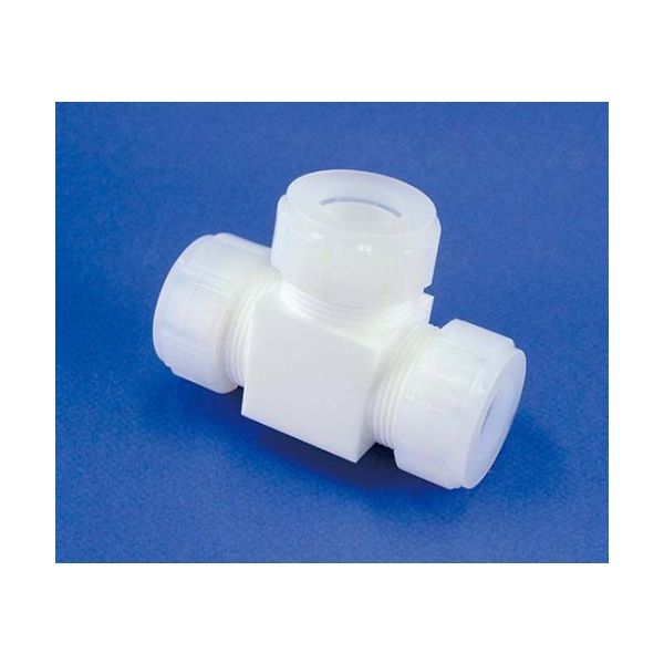 フロン工業 ミゾ付PTFE接続ジョイントT型 25.4φ F-2712-01 1個 61-4387-18（直送品）