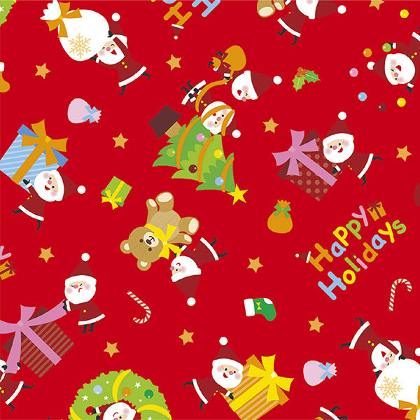 【クリスマス】包装紙 リトルサンタ 赤 半才判 528×750mm 49-3561 1本（10枚入）