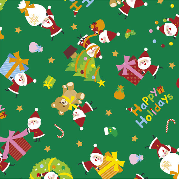 【クリスマス】包装紙 リトルサンタ 緑 全判 757×1060mm 49-4562 1本（10枚入）