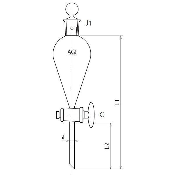 旭製作所 スキーブ形分液ロート ガラスコック 500mL 3708-500 1個 61-0186-22（直送品）