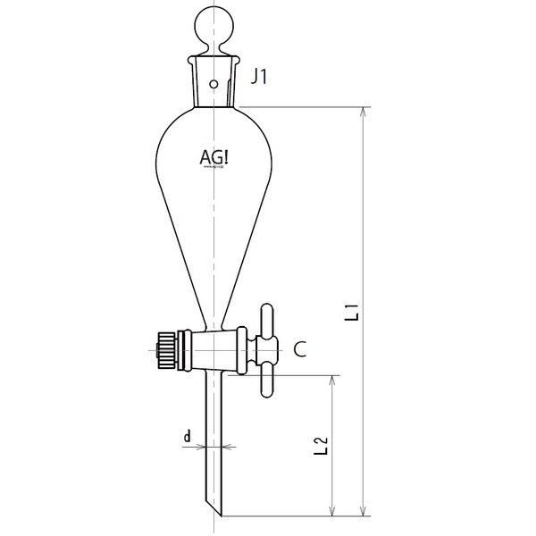 旭製作所 球形摺付分液ロート ガラスコック 500mL 3716-500-4L 1個 61-0186-38（直送品）