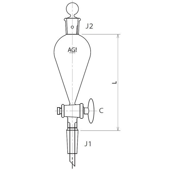 旭製作所 スキーブ形摺付分液ロート ガラスコック 30mL 3720-30-3L 1個 61-0186-45（直送品）