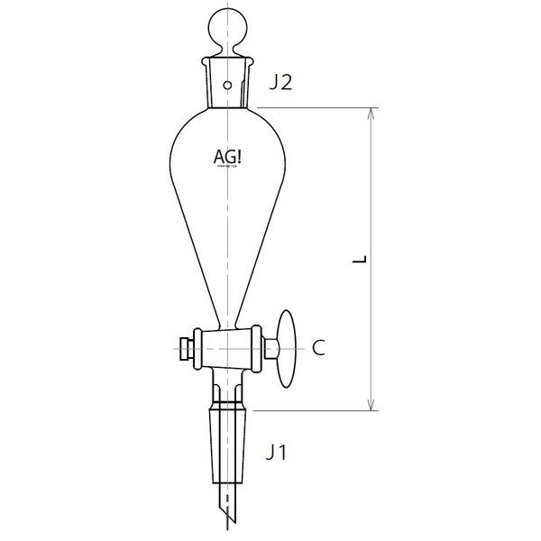 旭製作所 スキーブ形摺付分液ロート ガラスコック 1000mL 3720-1000-4L 1個 61-0186-51（直送品）