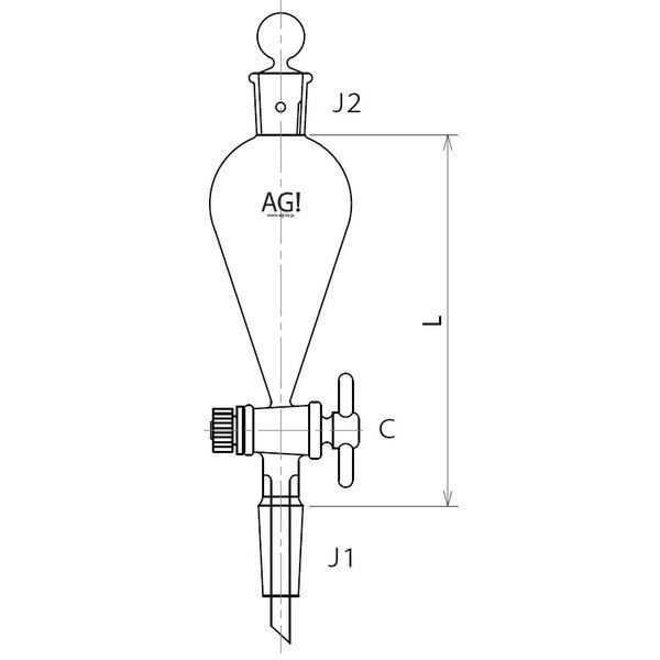 旭製作所 スキーブ形摺付分液ロート PTFEコック 100mL 3722-100-3L 1個 61-0186-54（直送品）