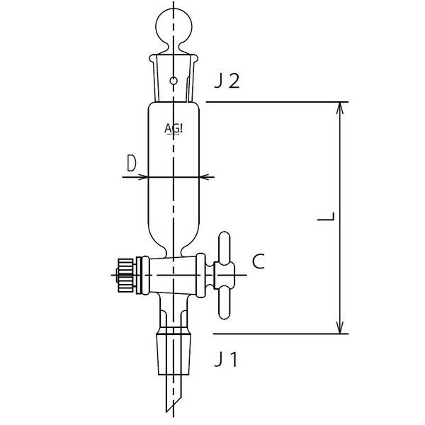 旭製作所 セミ・ミクロ 円筒形摺付分液ロート PTFEコック 20mL 3734-20-1M 1個 61-0187-16（直送品）