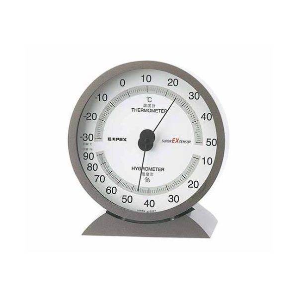 エンペックス気象計 スーパーEX高品質温・湿度計 132×121×50mm 260g(ブリスター) メタリックグレー EX-2717 1個（直送品）
