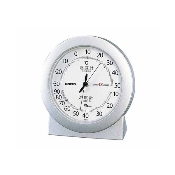 エンペックス気象計 スーパーEX高品質温・湿度計 120×112×40mm 110g(ブリスター) シャインシルバー EX-2767 1個（直送品）