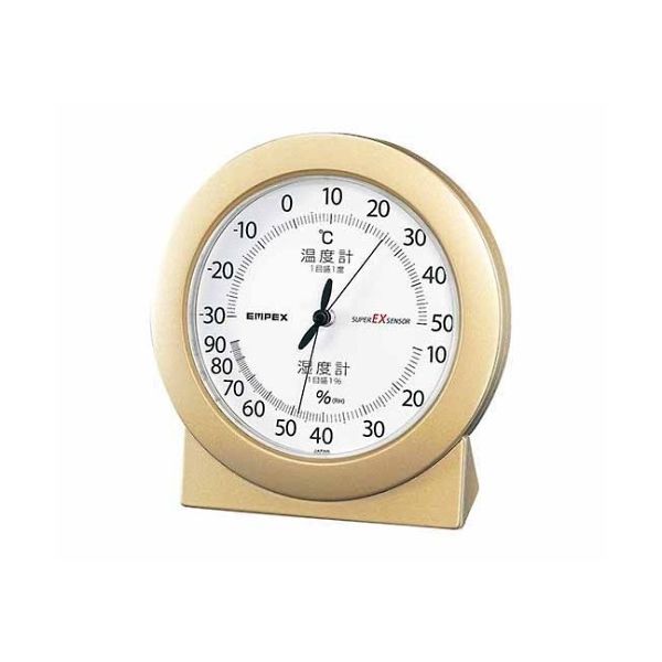 エンペックス気象計 スーパーEX高品質温・湿度計 120×112×40mm 110g(ブリスター) シャンパンゴールド EX-2768 1個（直送品）