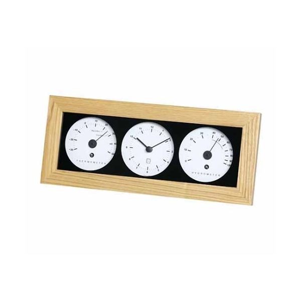 エンペックス気象計 リビ・ウッディ温・湿クロック 122×292×38mm 530g(ギフトボックス) ナチュラル LV-4300 1個（直送品）