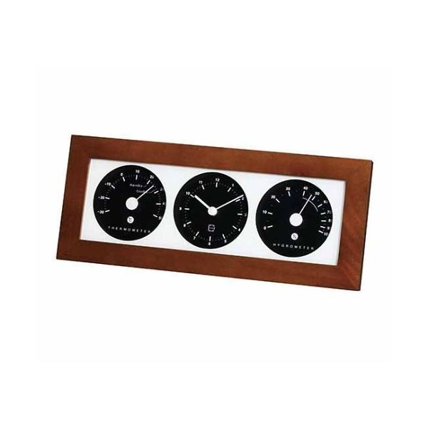 エンペックス気象計 リビ・ウッディ温・湿クロック 122×292×38mm 530g(ギフトボックス) ダークブラウン LV-4302 1個（直送品）