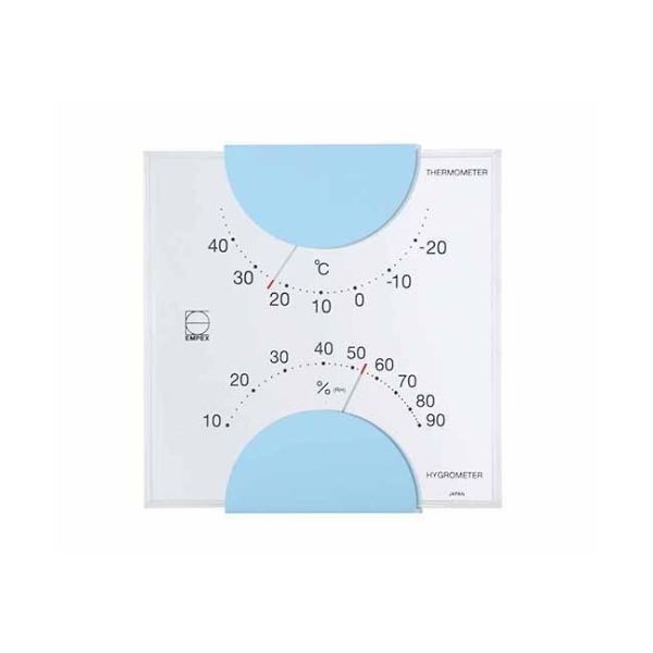 エンペックス気象計 エルム温・湿度計 105×102×20mm 85g(クリアボックス) ライトブルー LV-4906 1個（直送品）