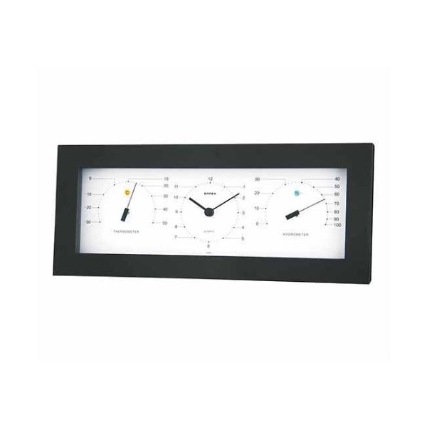 エンペックス気象計 MONO温度計・時計・湿度計 122×292×38mm 530g(ギフトボックス) MN-4841 1個（直送品）