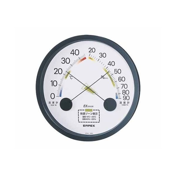 エンペックス気象計 エスパス温・湿度計 162×29mm 300g(ディスプレイ箱) ブラック TM-2332 1個 61-6865-51（直送品）