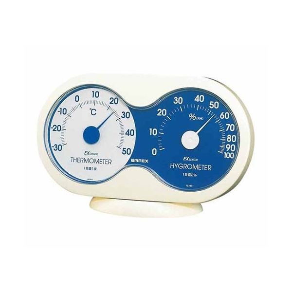 エンペックス気象計 アキュート温・湿度計 94×150×35mm 110g(ブリスター) オフホワイト(青) TM-2786 1個（直送品）