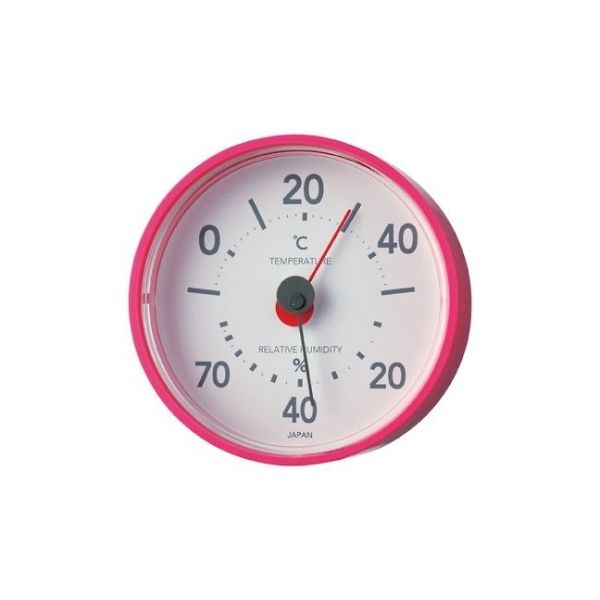 エンペックス気象計 プレーン温・湿度計 64×35mm 61g(クリアボックス) ピンク TM-7815 1個 61-6866-33（直送品）