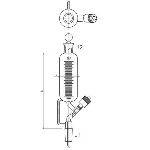 旭製作所 摺付滴下ロート ニードルバルブ 500mL 3738-500N-4L 1個 61-0187-62（直送品）