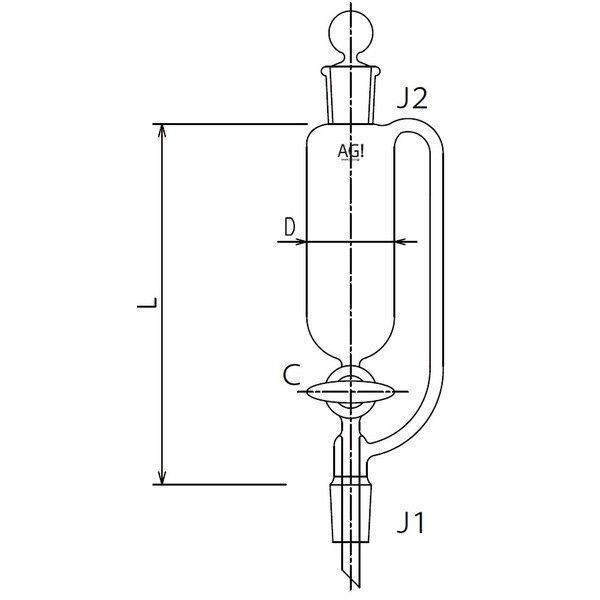 旭製作所 セミ・ミクロ 平衡形分液ロート ガラスコック 30mL 3740-30-1M 1個 61-0187-68（直送品）