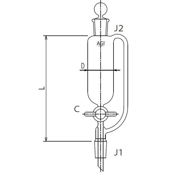 旭製作所 セミ・ミクロ 平衡形分液ロート PTFEコック 30mL 3742-30-1M 1個 61-0187-80（直送品）