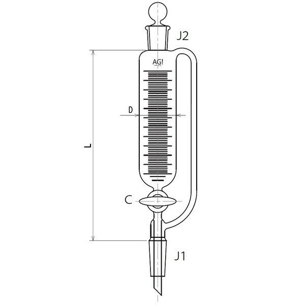 旭製作所 平衡形滴下ロート ガラスコック 30mL 3744-30-3L 1個 61-0187-93（直送品）