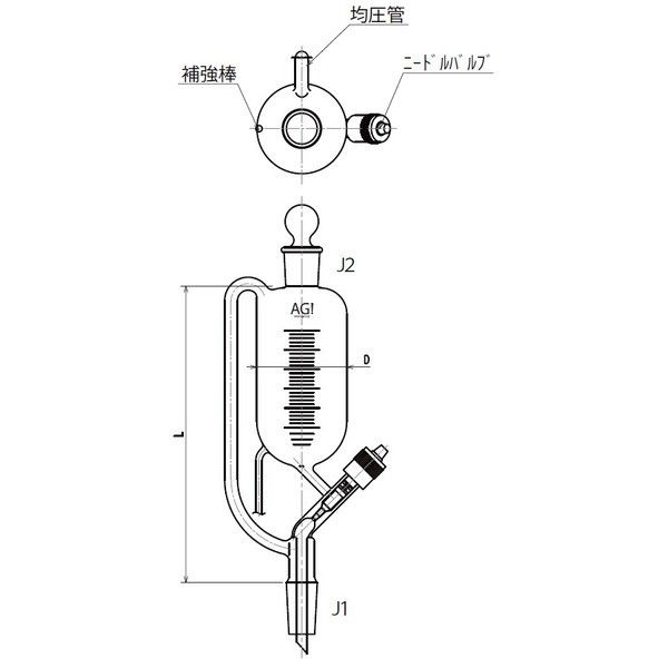 旭製作所 平衡形滴下ロート ニードルバルブ 500mL 3750-500-4L 1個 61-0188-25（直送品）